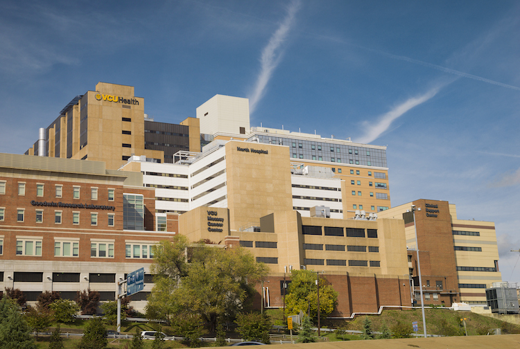 Several buildings as part of the VCU Medical Center campus in downtown Richmond.