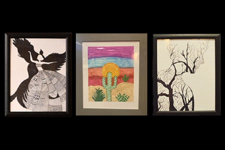 Three art pieces from The 17th Annual Employee and Family Art Competition