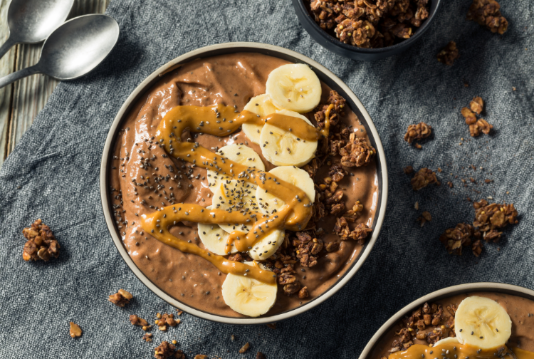 Cocoa, Peanut Butter, Banana Smoothie Bowl