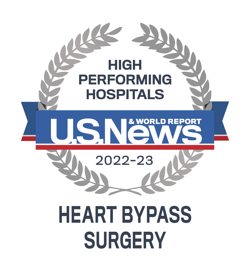 High Performing Hospital Heart ByPass Surgery badge from US News and World Report