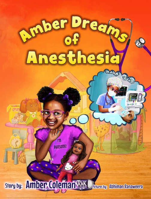 Cover of a book with a little girl dressed in purple, thinking about nursing.