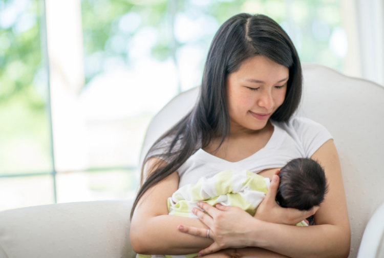 Asian mother breastfeeding