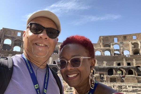 Tony and Sherry at the Colosseum in Rome.