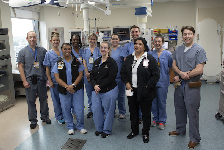 Members of the Evan-Haynes Burn Center team pose for a picture in their scrubs