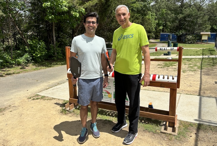 two men about to play pickleball