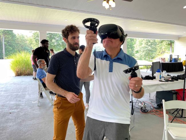 Man with Parkinson's disease using virtual reality to enhance movement