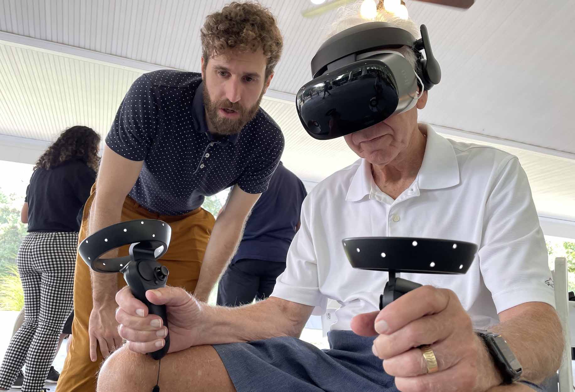 Parkinson's disease patient trying out a new virtual reality therapy