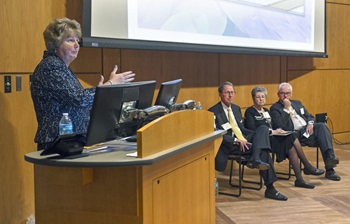 Beth Ann Swan, Ph.D., addresses the crowd during her keynote speech.<br>Photo by Kevin Morley, University Marketing