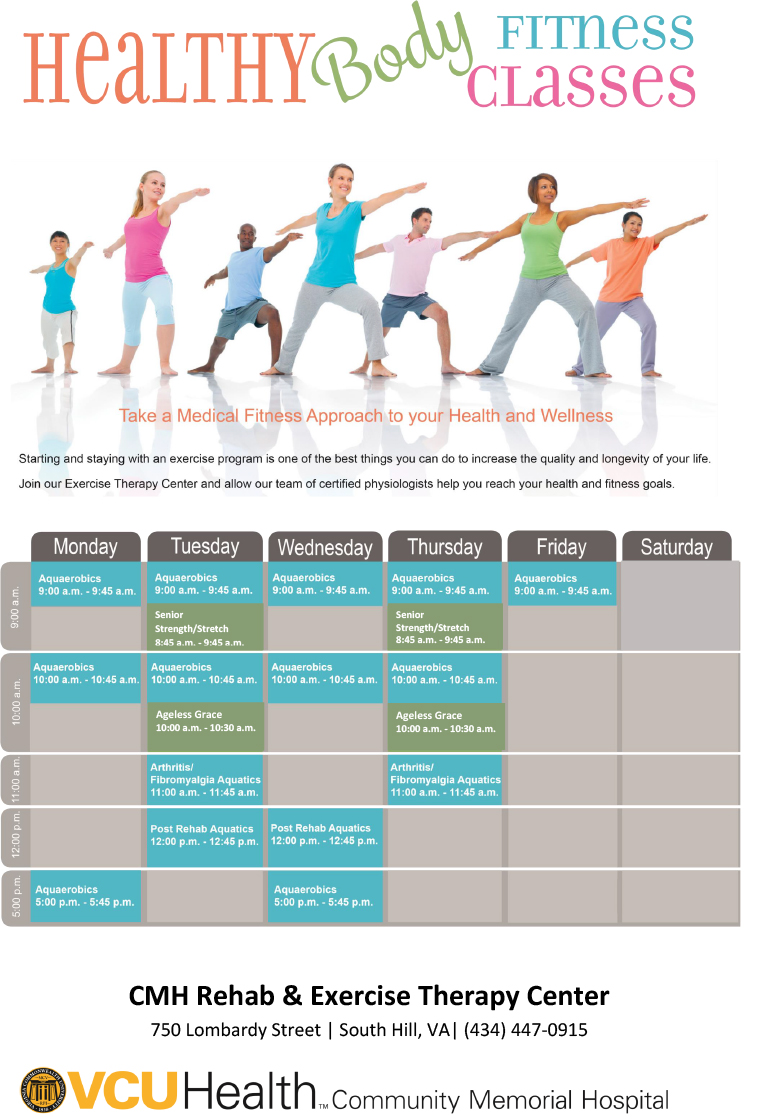Healthy Body Fitness Classes, Call 434-447-0915 to learn more