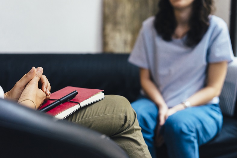 Female patient with mental health provider