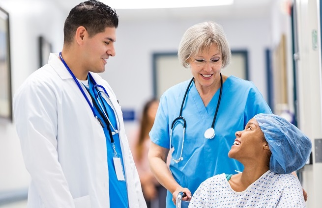 A patient with health care providers