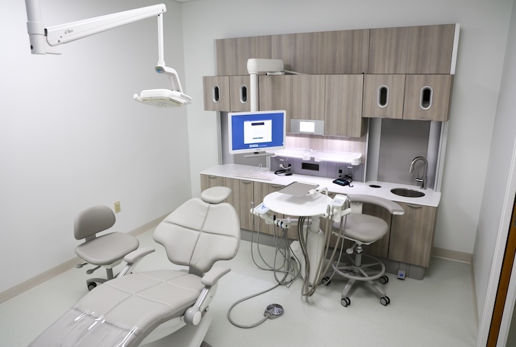Dental office with chair and computer