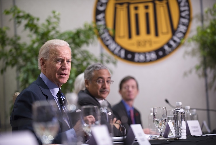 Then-Vice President Joe Biden speaking at an event with VCU and federal leaders.