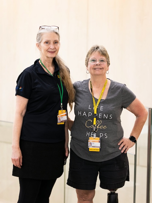 Wendy Cowan and Diana Eadie stand next to each other