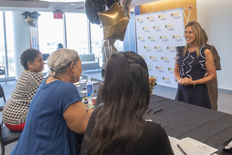 First lady engaging in conversation