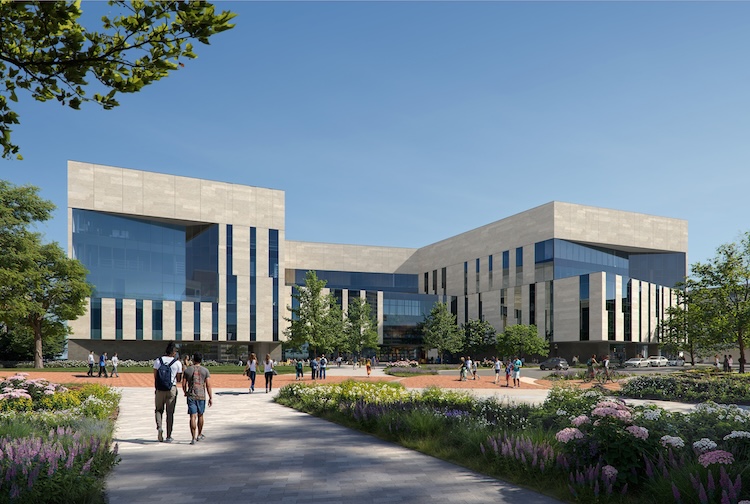 A rendering of the planned five-story, 312,000-square-foot building that will serve as the new home for the School of Dentistry. (School of Dentistry)