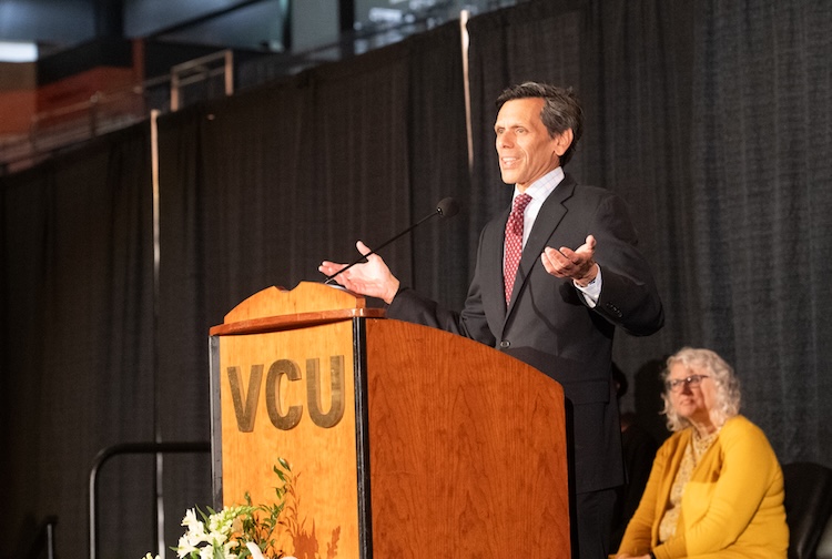 President Rao giving remarks from podium