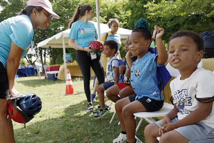 Kids and CHoR representatives at the park