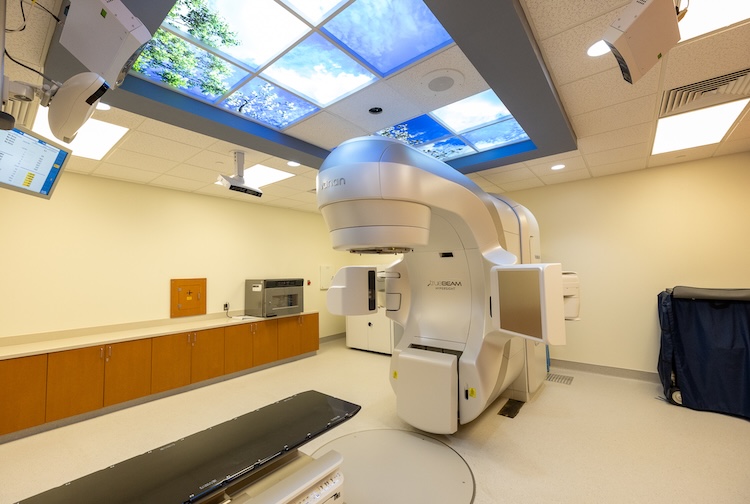 radiation therapy system in a hospital room