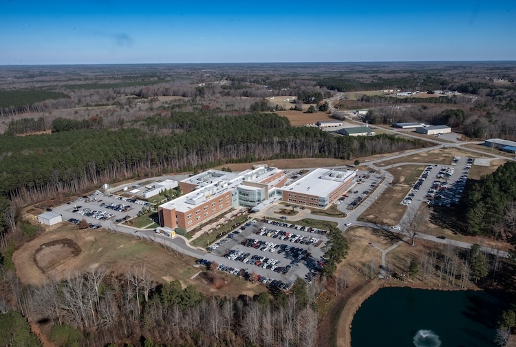 Aerial photo of VCU Health Community Memorial Hospital’s campus in South Hill