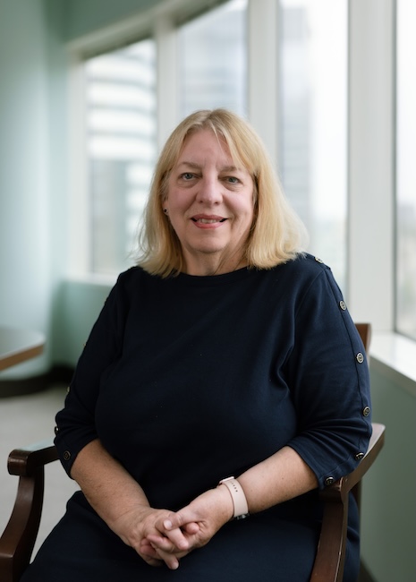 Woman in black blouse