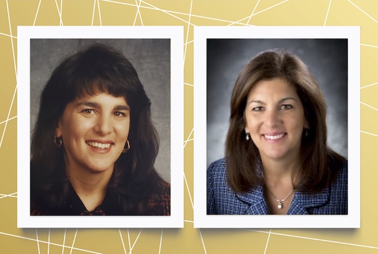 wo headshots of Liz Martin from over the years