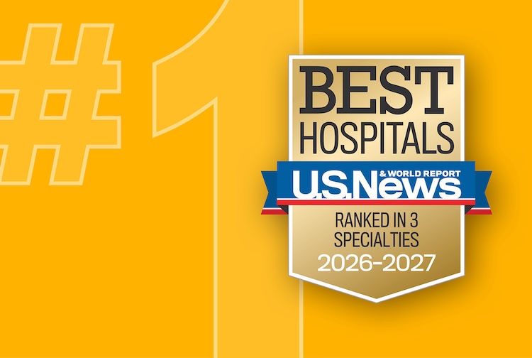 No. 1 with golden US News badge for Best Hospital ranking