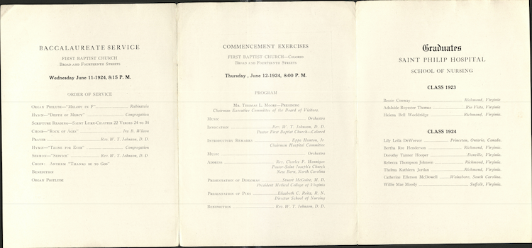 Commencement program from the 1920s