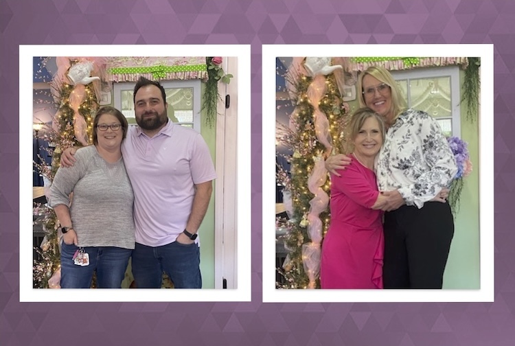 Two separate photos of Jessica and Drew, and then Kip and Lana