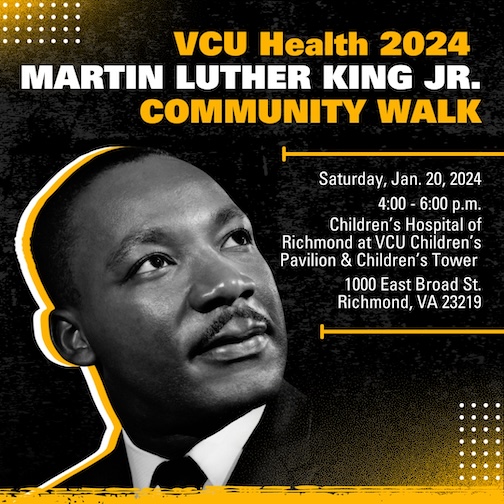 Graphic for the event. It has a the portrait of Martin Luther King Jr. along with the words 