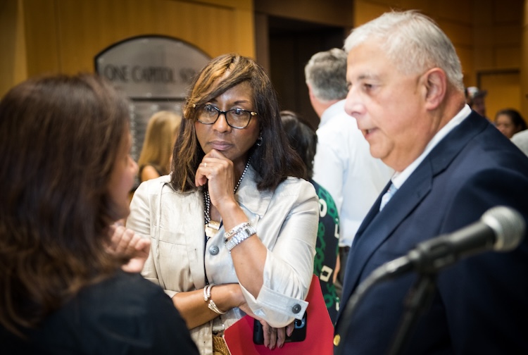 Dr. Sheppard stands with Dr. Levy during School of Public Health event