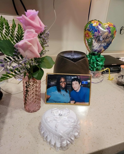 Nurses framed a couples photo before their wedding at VCU Medical Center
