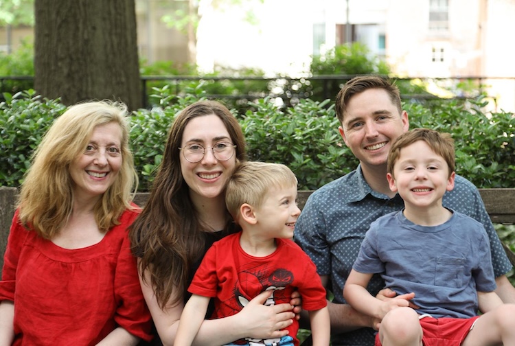 Husband, wife, grandmother with two small boys