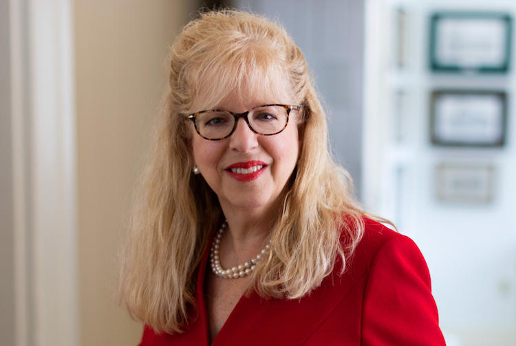 Woman in a red suit