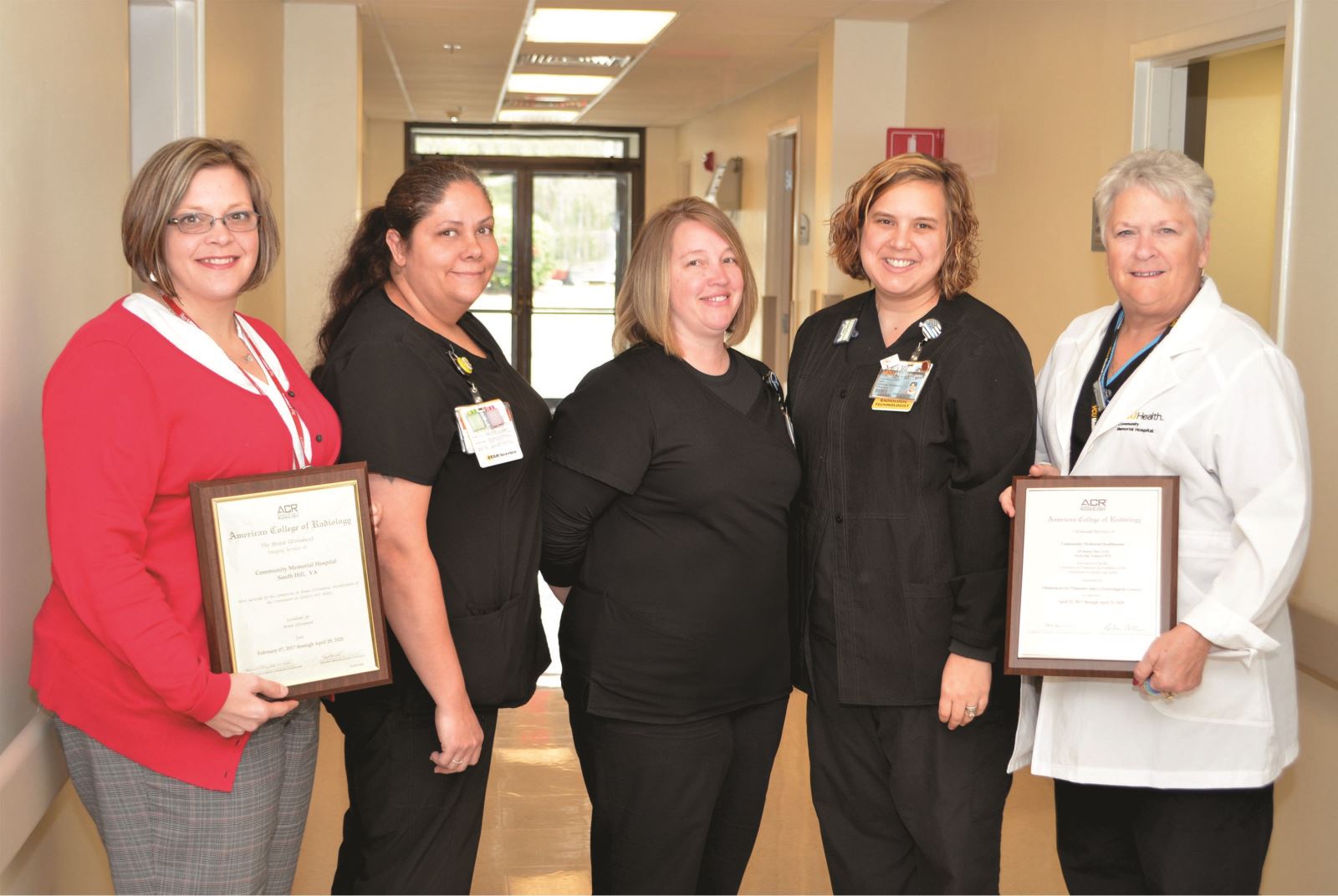 Wendy Lenhart, Director of Radiology; Tammy Richardson, Ultrasound Tech; Amanda Vick, Ultrasound Tech; Nikki Evans, Ultrasound Tech; and Judy Newman, Ultrasound Supervisor.