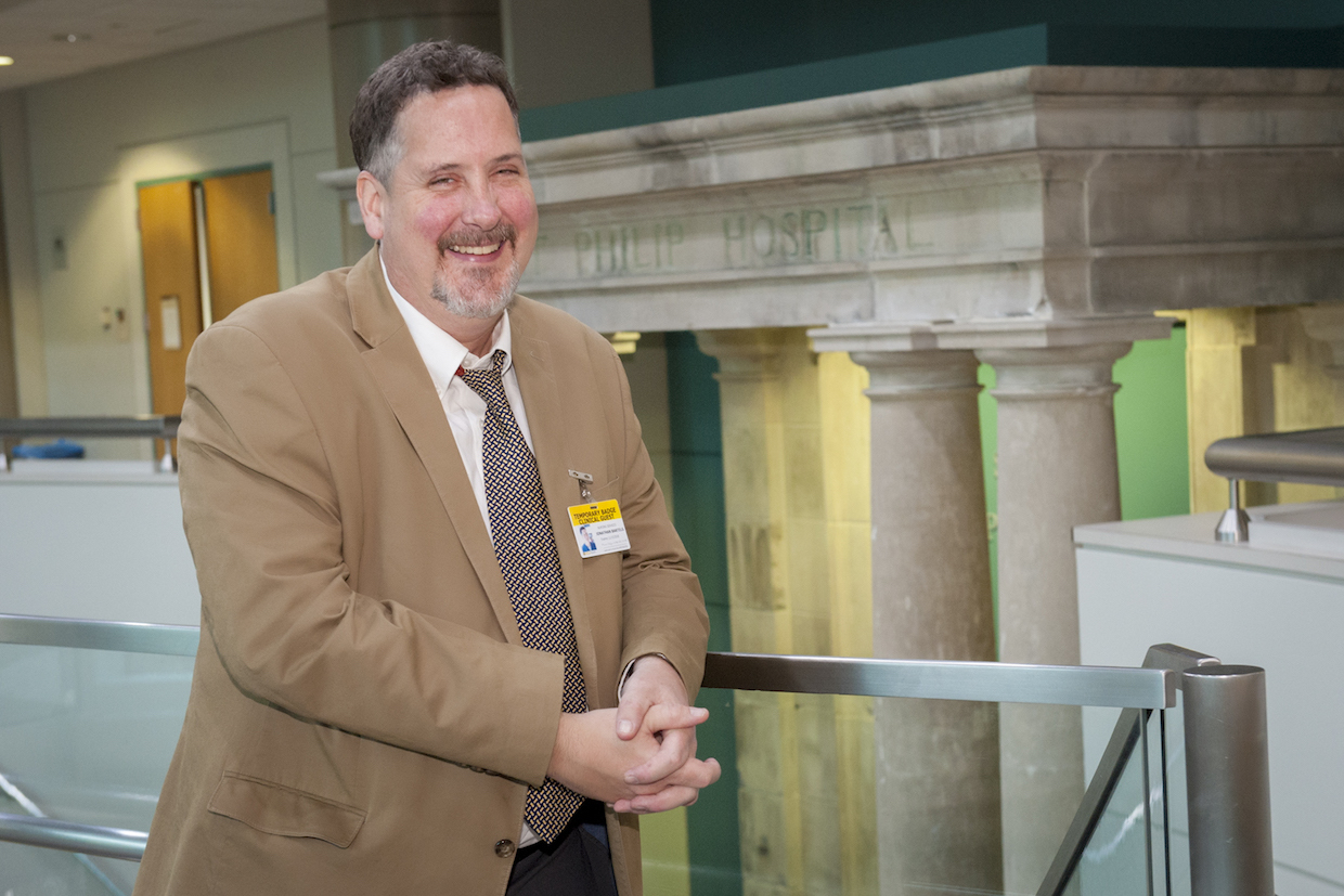 Jonathan Bartels, palliative care nurse liaison at University of Virginia Medical Center. (Photo by Thomas Kojcsich, University Marketing)