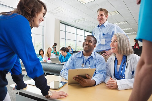 Diverse group of smiling medical professionals 