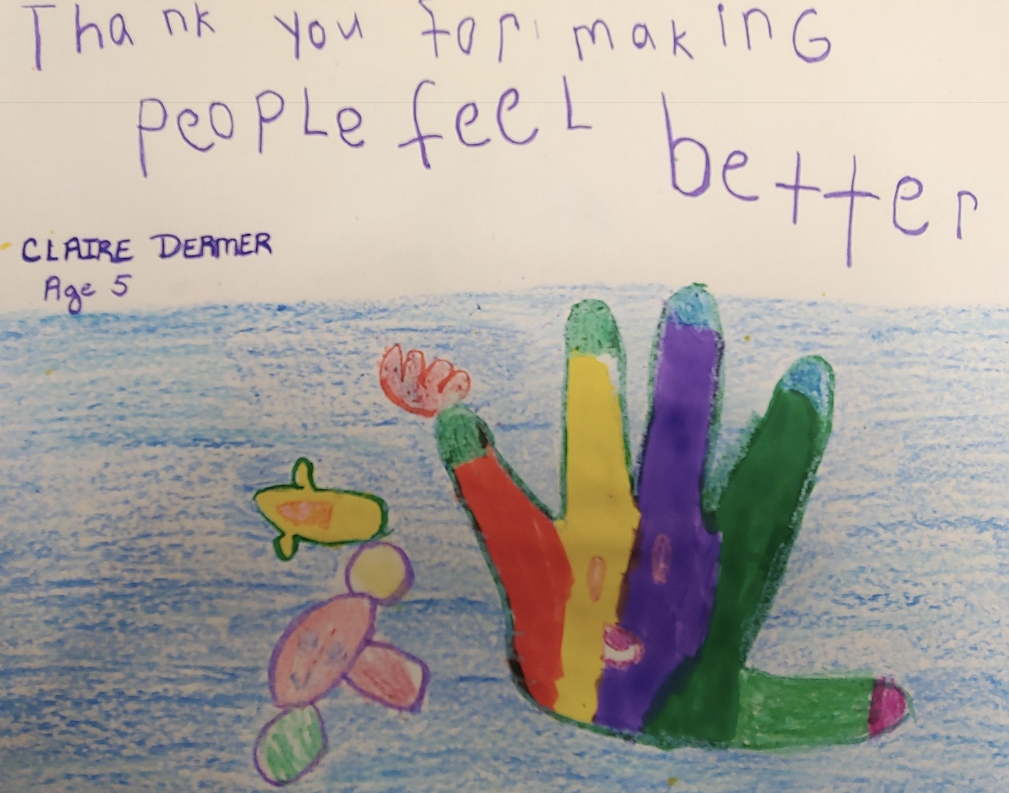 Drawing of a colorful hand 