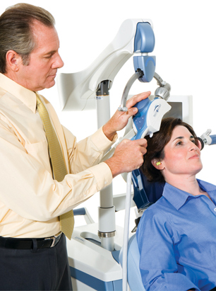 Image of patient undergoing TMS