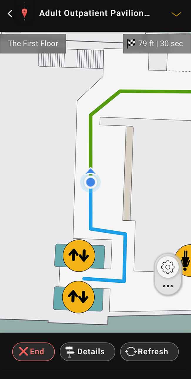 Way Finder mobile app screen