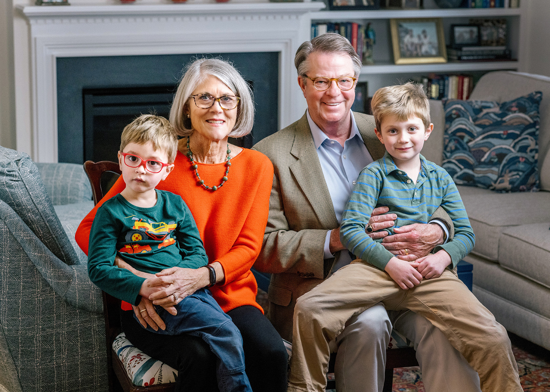 Pauley Heart Center patient and Advisory Board member Ken Powell with his wife and grandchildren.