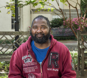 VCU Health heart transplant patient Raymond Hill relaxes on the MCV Campus.